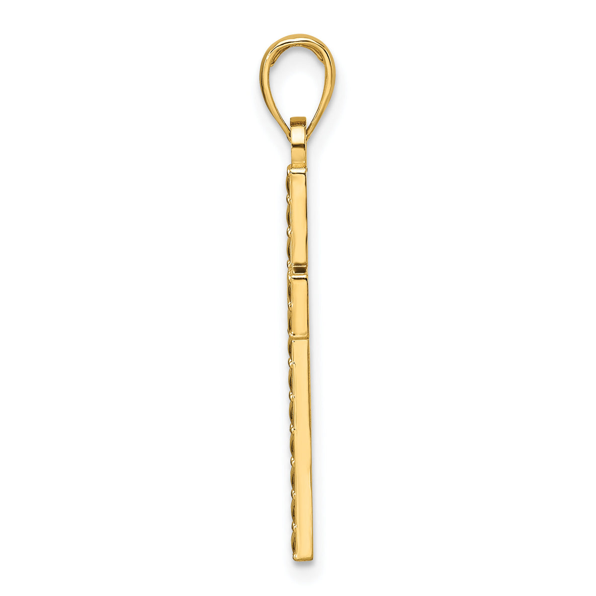 14K Polished & Textured Cross Pendant-K9923