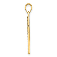 14K Polished & Textured Cross Pendant-K9923