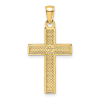 14K Polished & Textured Cross Pendant-K9923