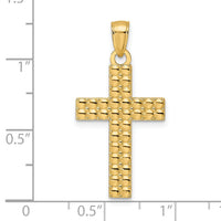 14K Polished & Textured Cross Pendant-K9923