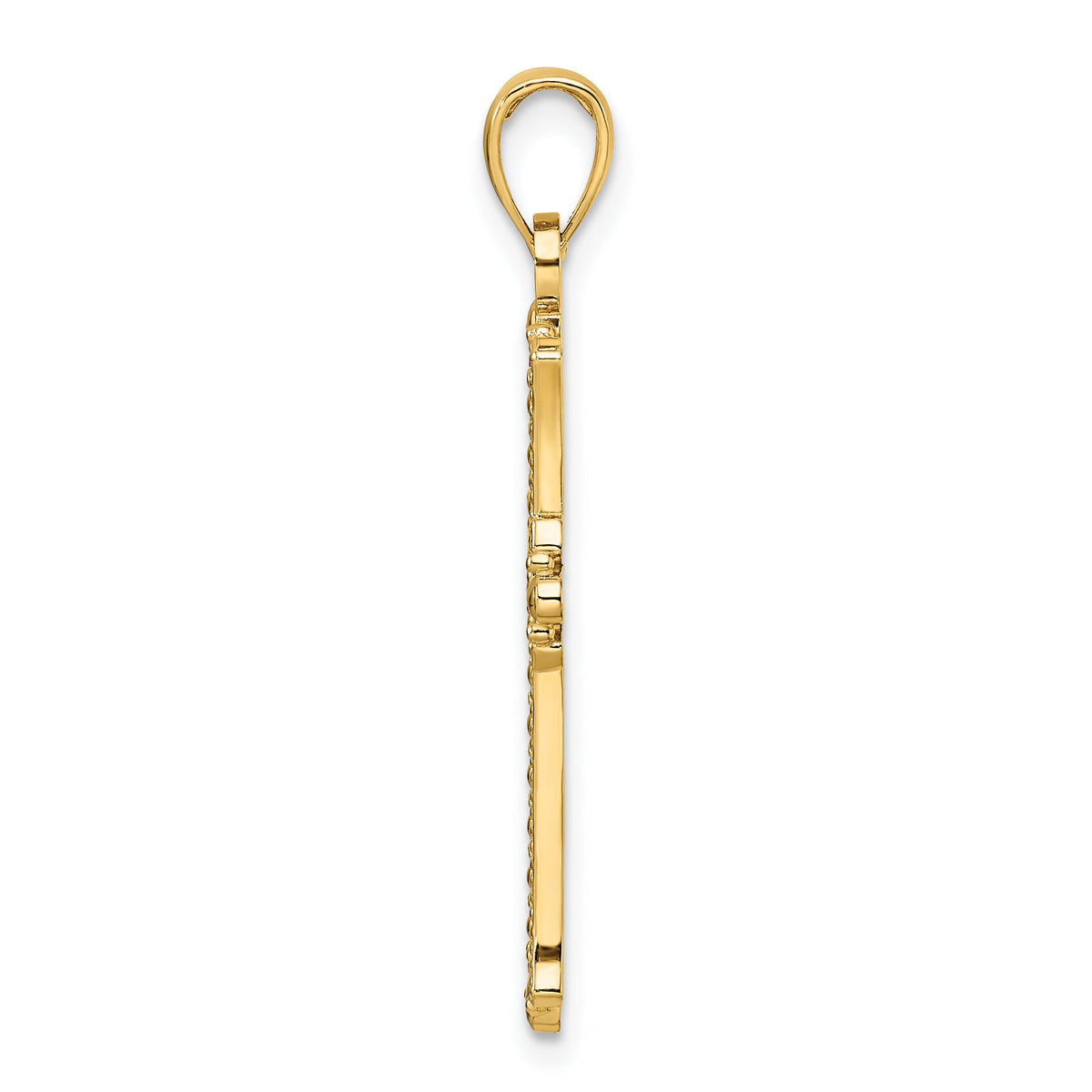 14K Polished & Textured Pointed Ends Fancy Cross Pendant-K9925