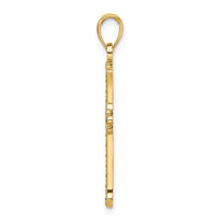 14K Polished & Textured Pointed Ends Fancy Cross Pendant-K9925