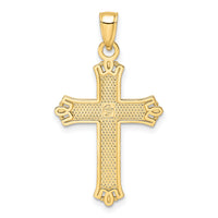 14K Polished & Textured Pointed Ends Fancy Cross Pendant-K9925