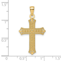 14K Polished & Textured Pointed Ends Fancy Cross Pendant-K9925