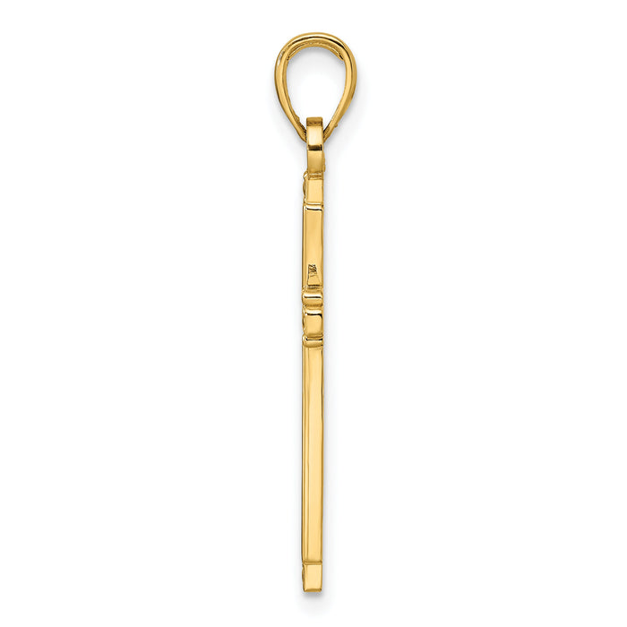 14K Polished & Textured Fancy Cross Pendant-K9926