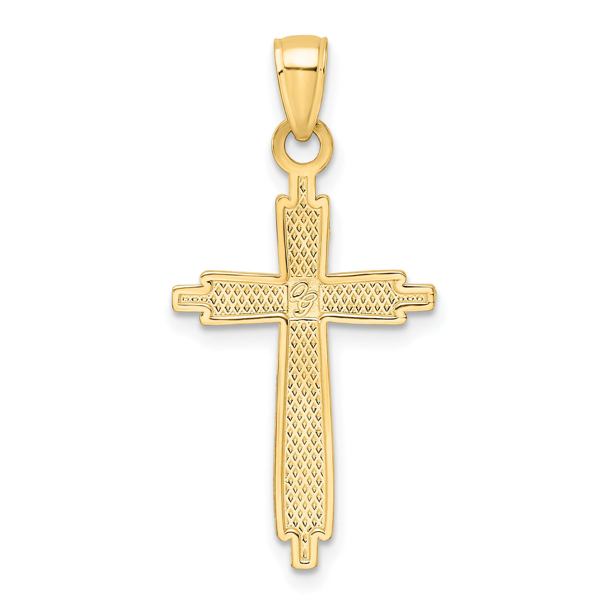 14K Polished & Textured Fancy Cross Pendant-K9926