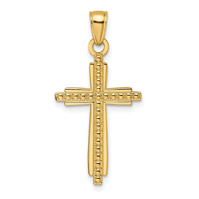 14K Polished & Textured Fancy Cross Pendant-K9926