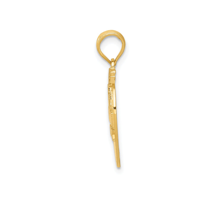 14k Solid NEW YORK Skyline on Small Apple Pendant-K994