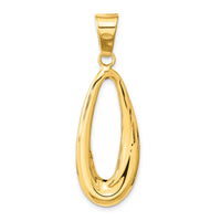 14k Polished Hollow Oval Pendant-K9941