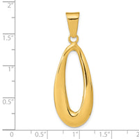 14k Polished Hollow Oval Pendant-K9941