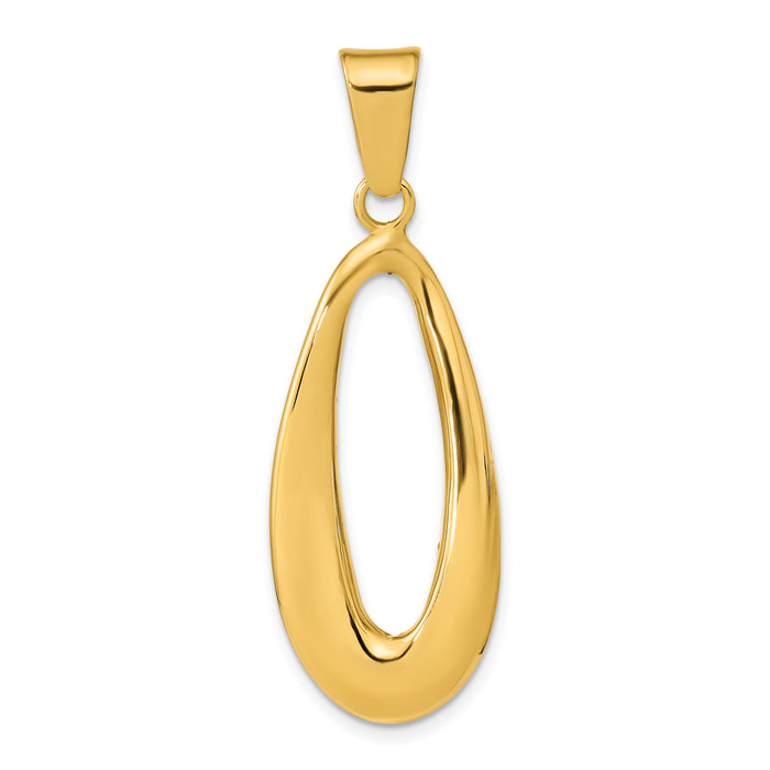 14k Polished Hollow Oval Pendant-K9941
