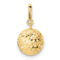 14K Diamond-cut Ball w/ Spring Ring Clasp Charm-K9942
