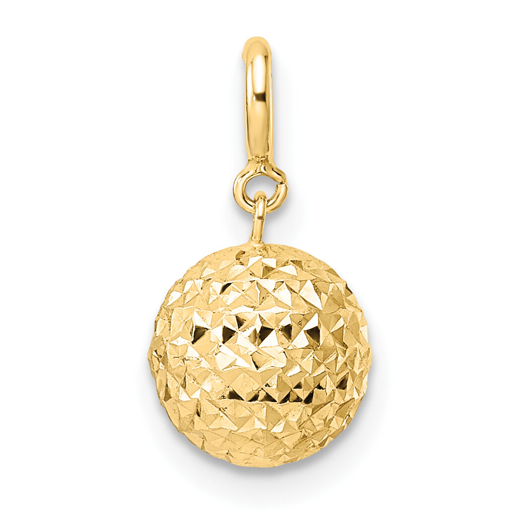 14K Diamond-cut Ball w/ Spring Ring Clasp Charm-K9942