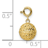 14K Diamond-cut Ball w/ Spring Ring Clasp Charm-K9942