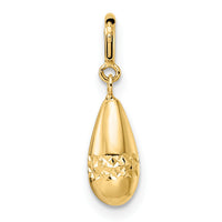 14K Polished Diamond-cut Teardrop w/ Spring Ring Clasp Charm-K9943