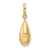14K Polished Diamond-cut Teardrop w/ Spring Ring Clasp Charm-K9943