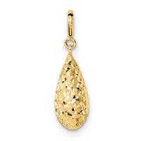 14K Diamond-cut Teardrop w/ Spring Ring Clasp Charm-K9944