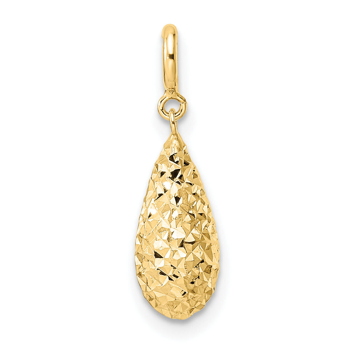 14K Diamond-cut Teardrop w/ Spring Ring Clasp Charm-K9944