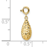 14K Diamond-cut Teardrop w/ Spring Ring Clasp Charm-K9944