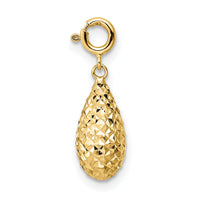 14K Diamond-cut Teardrop w/ Spring Ring Clasp Charm-K9944
