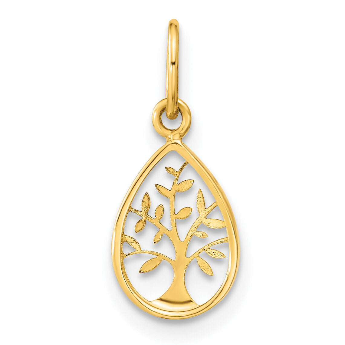 14K Polished Teardrop Tree Of Life Pendant-K9945