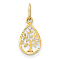 14K Polished Teardrop Tree Of Life Pendant-K9945