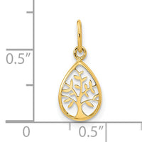 14K Polished Teardrop Tree Of Life Pendant-K9945