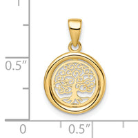 14k Polished Tree of Life Circle Pendant-K9946