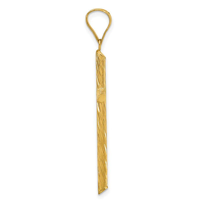 14K Polished & Textured Fancy Cross Pendant-K9950
