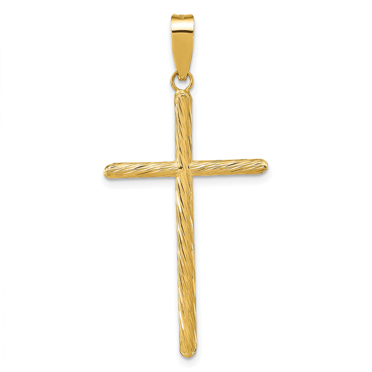 14K Polished & Textured Fancy Cross Pendant-K9950