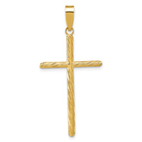 14K Polished & Textured Fancy Cross Pendant-K9950