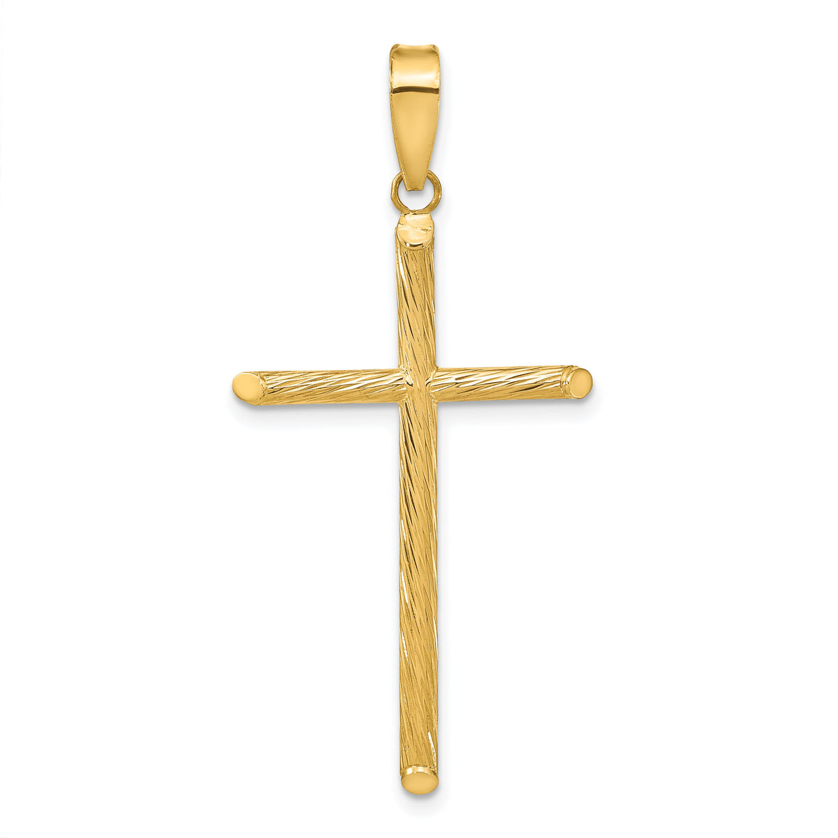 14K Polished & Textured Fancy Cross Pendant-K9950