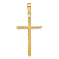 14K Polished & Textured Fancy Cross Pendant-K9950