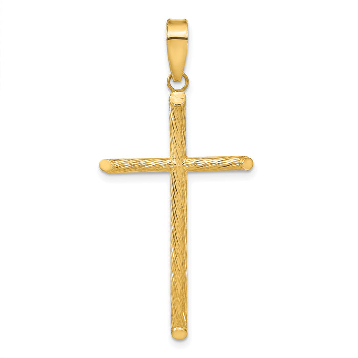 14K Polished & Textured Fancy Cross Pendant-K9950