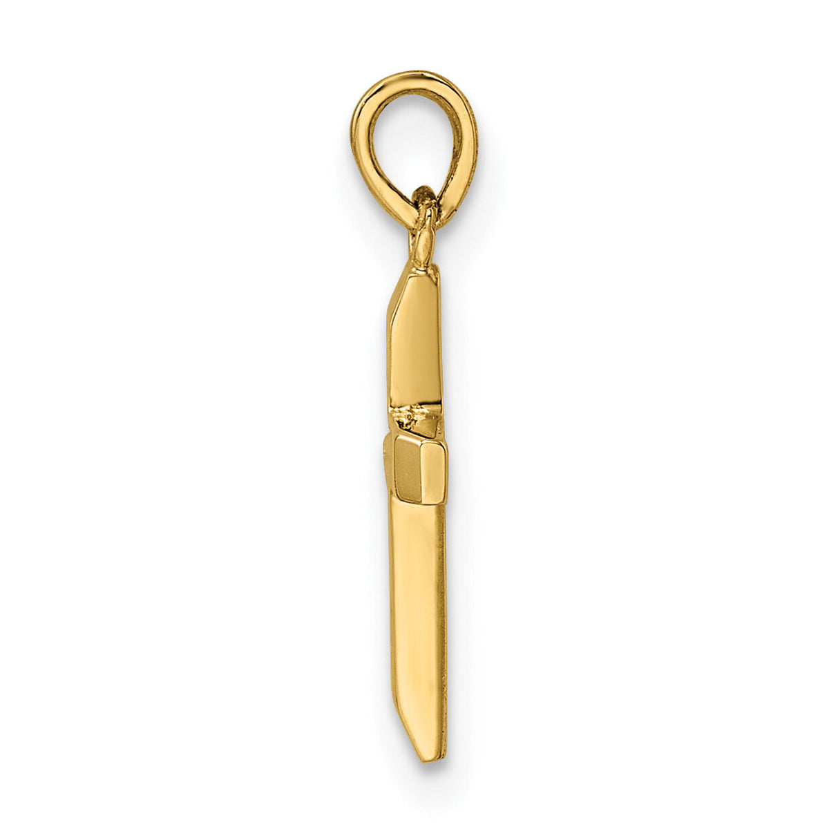 14K Polished Tapered Ends Hollow Cross Pendant-K9953