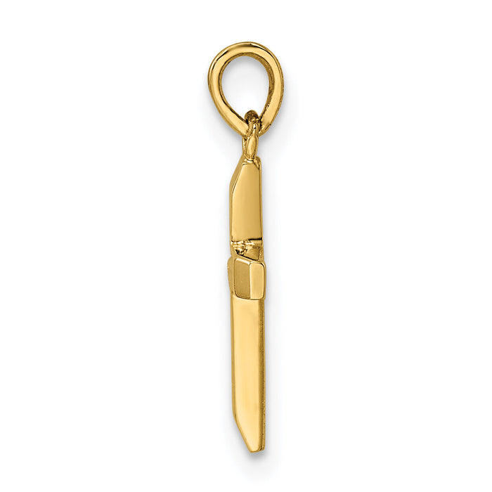 14K Polished Tapered Ends Hollow Cross Pendant-K9953