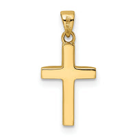 14K Polished Tapered Ends Hollow Cross Pendant-K9953