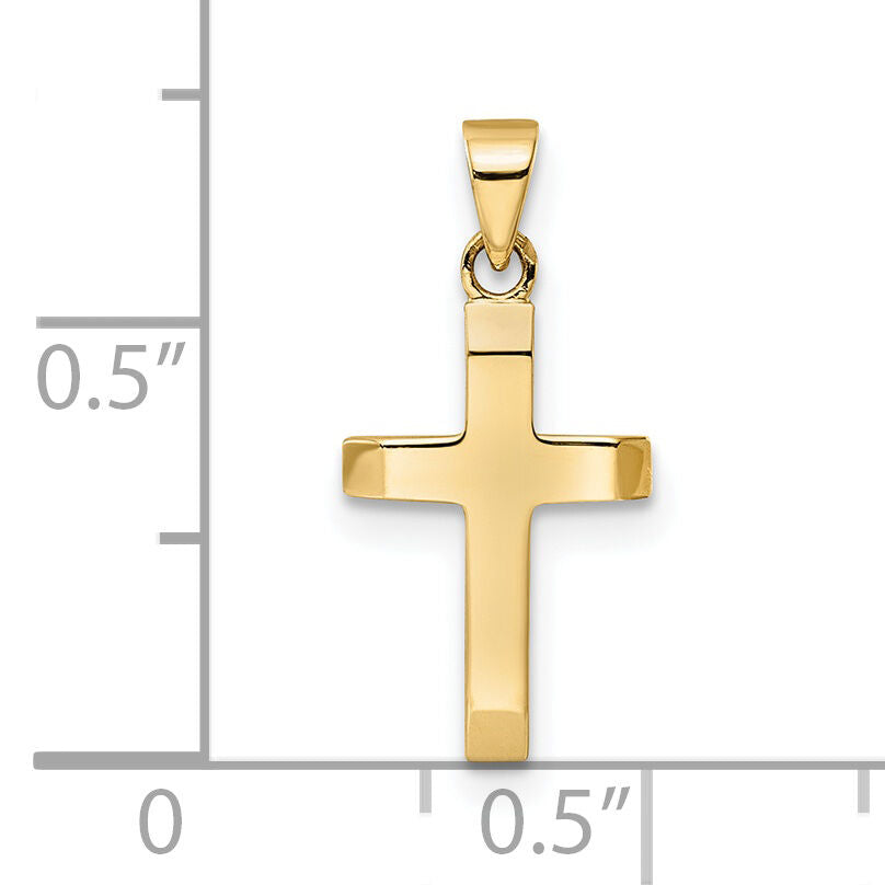 14K Polished Tapered Ends Hollow Cross Pendant-K9953