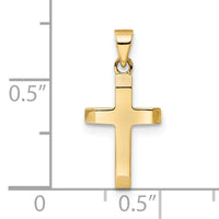 14K Polished Tapered Ends Hollow Cross Pendant-K9953