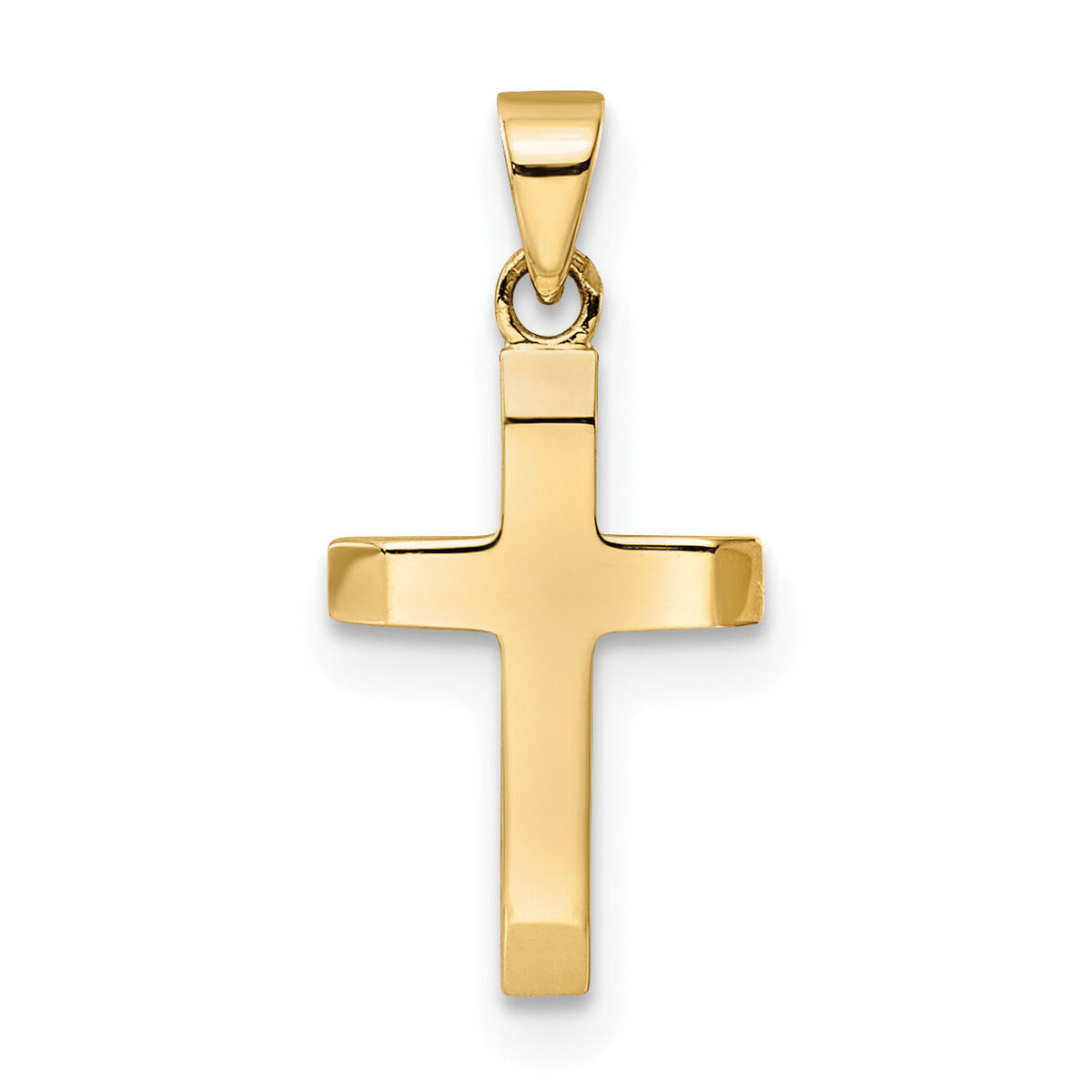 14K Polished Tapered Ends Hollow Cross Pendant-K9953