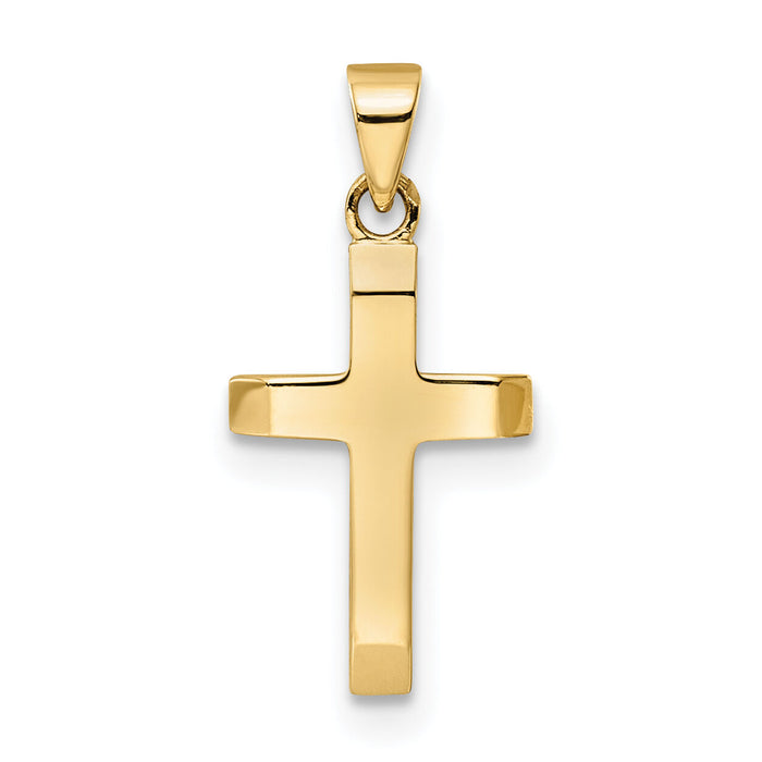 14K Polished Tapered Ends Hollow Cross Pendant-K9953