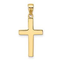 14K Polished Tapered Ends Hollow Cross Pendant-K9954
