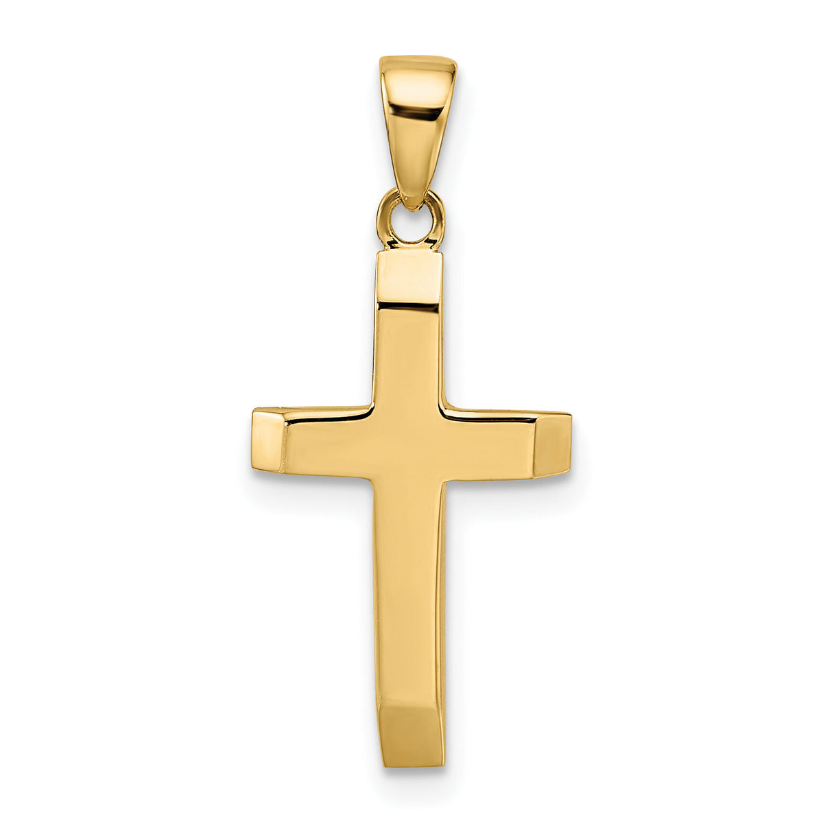14K Polished Tapered Ends Hollow Cross Pendant-K9954