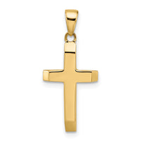 14K Polished Tapered Ends Hollow Cross Pendant-K9954