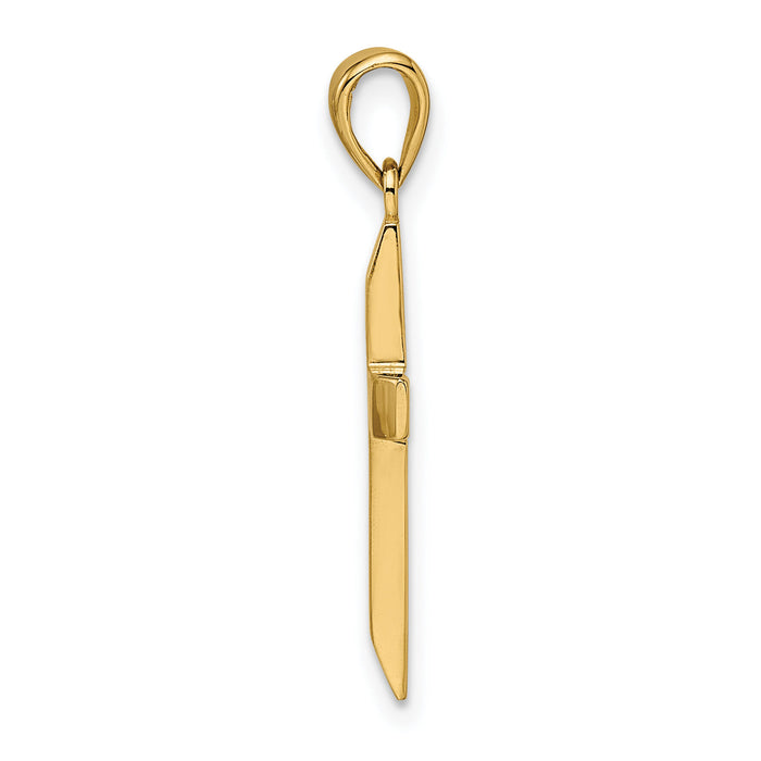 14k Satin/Polished Beveled Small Latin Cross Pendant-K9955