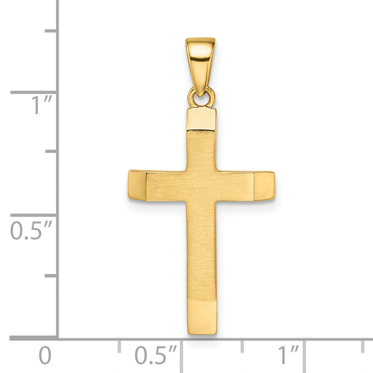 14k Satin/Polished Beveled Medium Latin Cross Pendant-K9957
