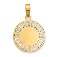 14K Rose and White-plated Polished CZ Baguettes Mary Round Pendant-K9971