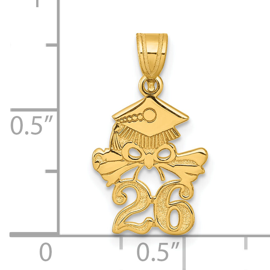 14K Graduation Cap and Diploma - 2026 Charm-K9983-26