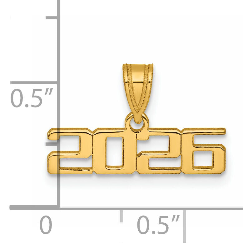 14K Polished 2026 Graduation Charm-K9988-26