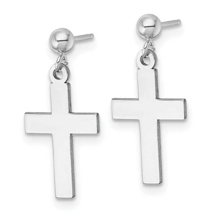 14k White Gold Polished Cross Earrings-K9990W